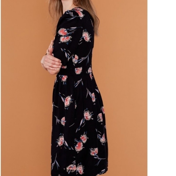 Emily& Fin Heather Retro Pom Pom Gloral A Line Semi Tailored Dress Size 8 - Picture 3 of 12